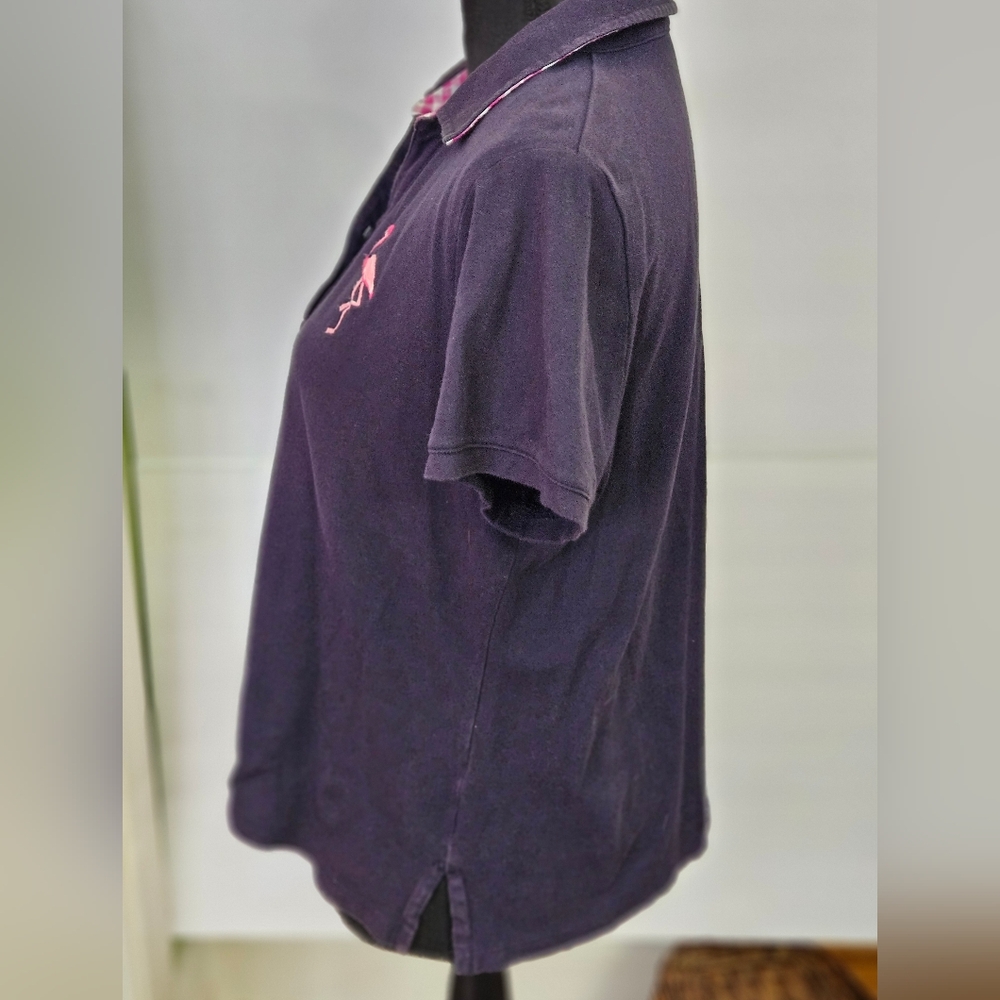 Talbot's Navy Polo Flamingo Preppy Casual Womens Sz LP - Picture 5 of 7